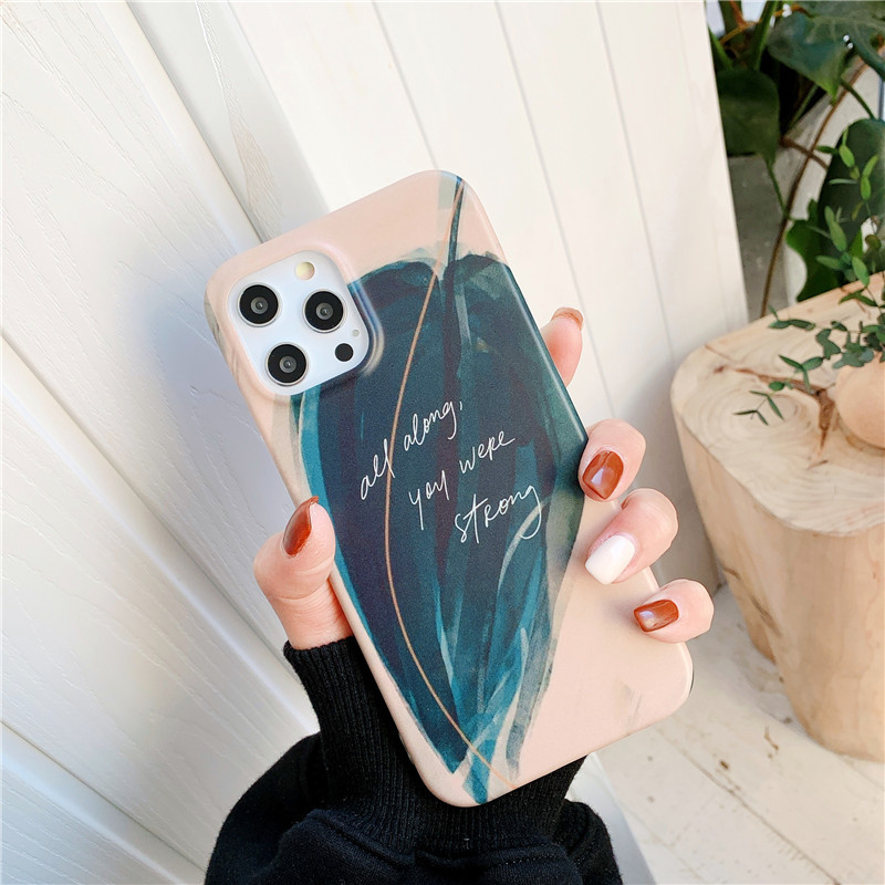 Compatible with Apple, Floral Leaves Suitable For IPhone12 Ring Holder Mobile Phone Case 11 Apple XR Watercolor Painting 7plus