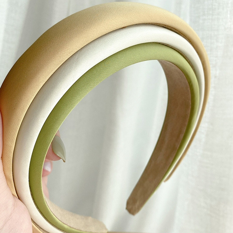Retro Satin Sponge Headband Net Red French Solid Color Simple Wide-brim Hair Accessories