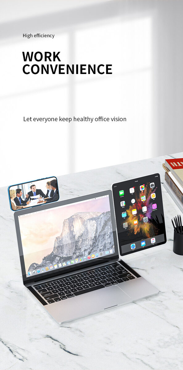 Laptop Phone Holder, Adjustable Laptop Side Mount Clip, Magnetic Laptop Monitor Mount, Computer Laptop Cellphone Stand Foldable Aluminum Expansion Bracket Tablet Clip For Dual Screen