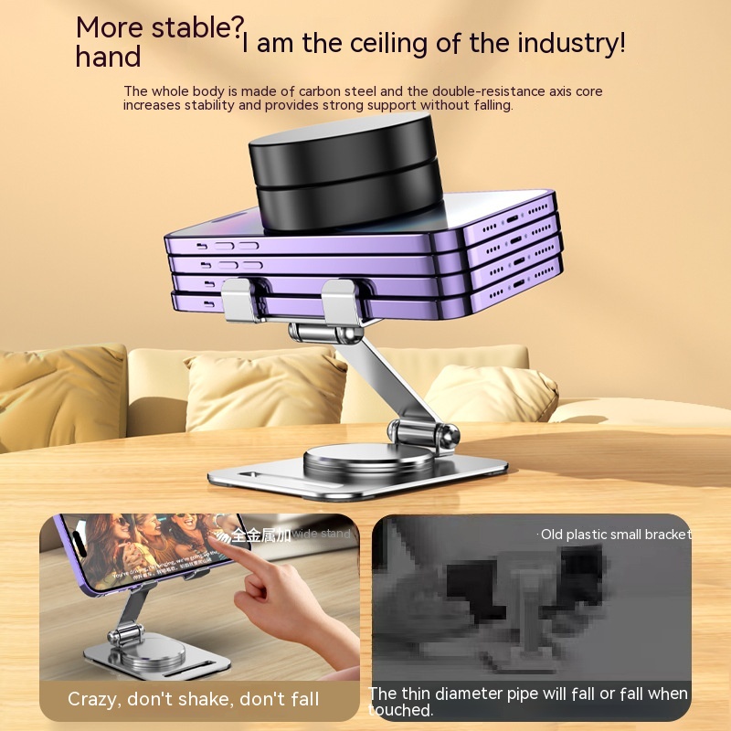 360 Degrees Rotate Metal Desk Mobile Phone Holder Stand For Phone Pad Adjustable Desktop Tablet Holderl Table Cell Phone Stand