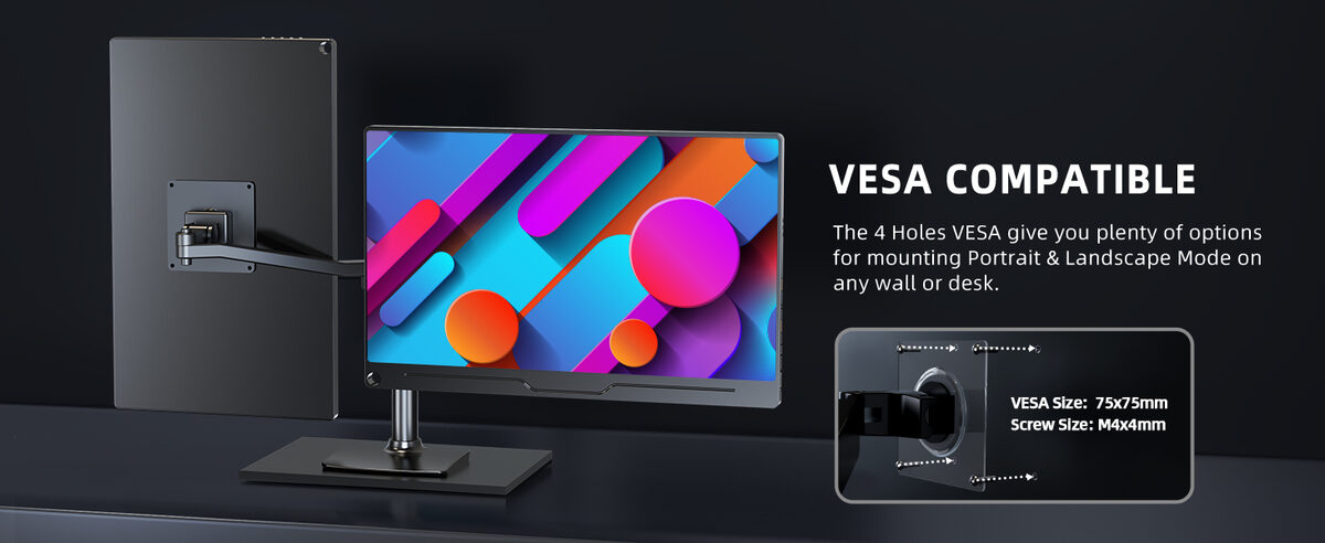 UPERFECT 15.6 Inch HDR IPS Portable Monitor, 1080P FHD USB-C HDMI, Dual Speaker Travel Screen, VESA Compatible, For Laptop PC Phone
