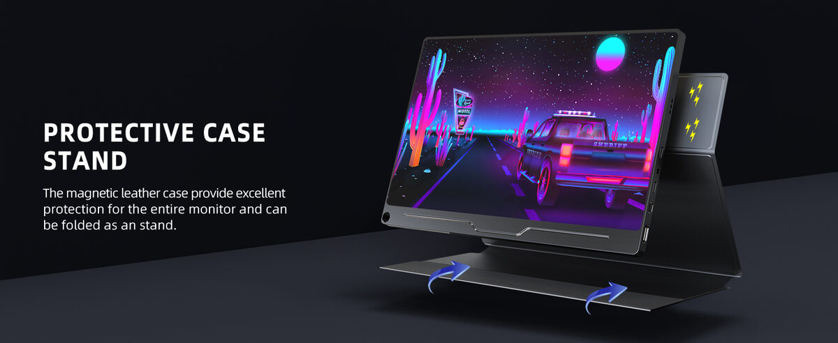 UPERFECT 15.6 Inch HDR IPS Portable Monitor, 1080P FHD USB-C HDMI, Dual Speaker Travel Screen, VESA Compatible, For Laptop PC Phone