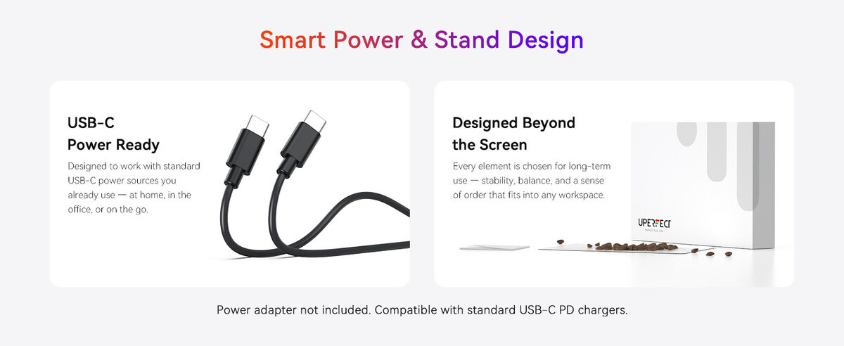 UPERFECT 15.6 Inch Portable Monitor 1080P FHD IPS Display 125 Percent SRGB USB C HDMI Plug And Play Built In Stand Dual Speakers For Laptop PC MacBook PS5 Xbox Switch