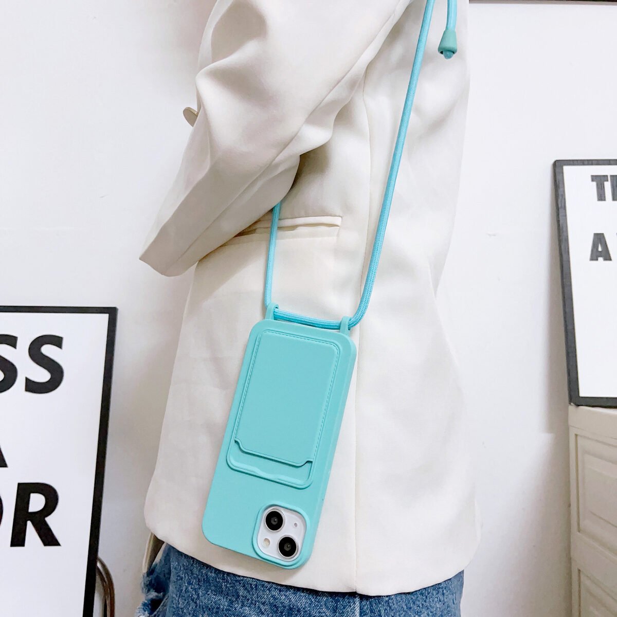 Integrated Card Holder Cross Body Lanyard Phone Case