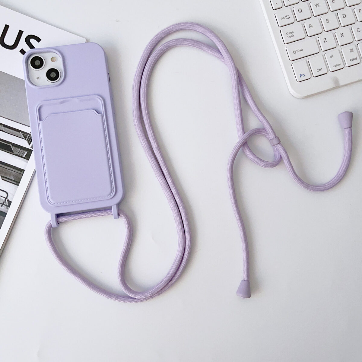 Integrated Card Holder Cross Body Lanyard Phone Case