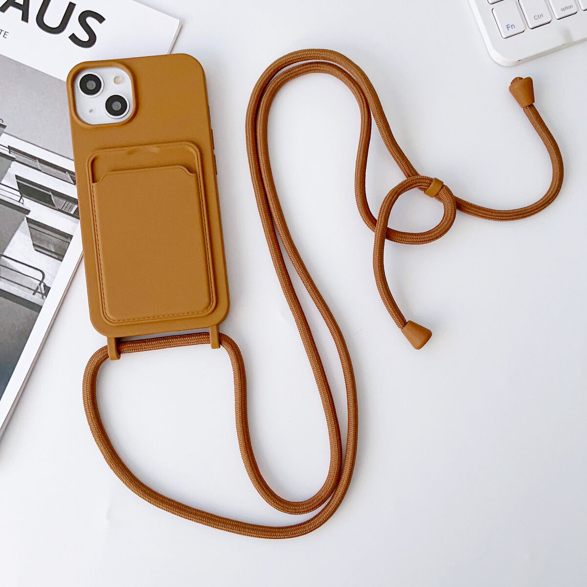 Integrated Card Holder Cross Body Lanyard Phone Case