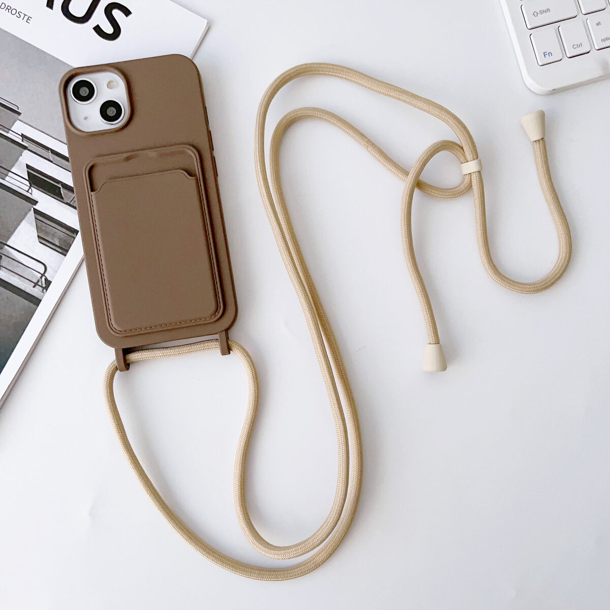 Integrated Card Holder Cross Body Lanyard Phone Case