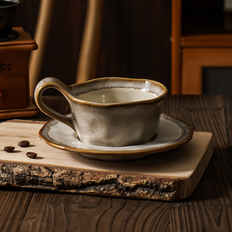 Simple Ceramic Steam Pitcher Creative Mug Kiln Baked Office Afternoon Tea Coffee Cup Plate Set